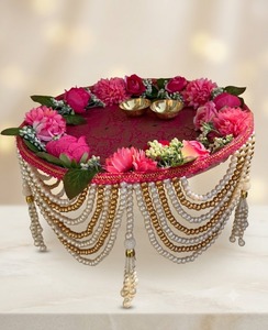 Wedding Mandap Traditional Outdoor Decorative Prayer Table Floral Pearl Hanging Stage Prop Ceremony Event Handcrafted Artificial - Product Image 1
