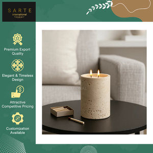 Support de bougie en pierre de travertin naturelle, fait main, résistant à la chaleur, écologique, de haute qualité, pour la maison et Noël, vente en gros - Product Image 2