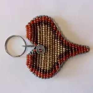 Durable <b>Leather</b> Fashion Beaded Bag Charm Colorful Bead Embroidery <b>Keychain</b> Lightweight Accessory for Everyday Plush Key Chains - Product Image 5