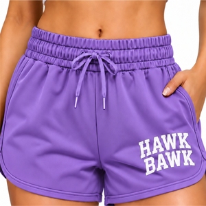 Shorts de sport décontractés pour femmes, vêtements de sport modernes, légers, coupe ample, avec poches, imprimé lettres Hawk Bawk - Product Image 4