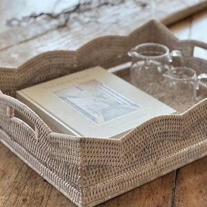 <b>Square</b> Handwoven Rattan Tray <b>with</b> Integrated Handles Versatile Decorative <b>Storage</b> Piece for Layered <b>Coffee</b> <b>Table</b> Styling <b>Storage</b> - Product Image 6