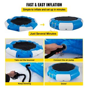 Trampolino Gonfiabile Acquatico in PVC Blu e Bianco da 4 Metri con Scala, Gioco Acquatico Ricreativo per Laghi e Mare - Product Image 5