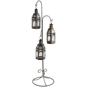 Lanterne en métal traditionnelle artisanale avec support pour décoration festive, Ramadan, Eid, éclairage d'ambiance pour la maison - Product Image 4