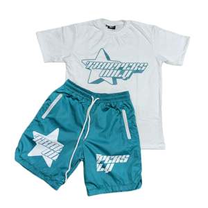 Ensemble deux pièces pour homme, été, t-shirts à manches courtes 100% coton + shorts en nylon, tenue décontractée ample et respirante, survêtement d'été - Product Image 1