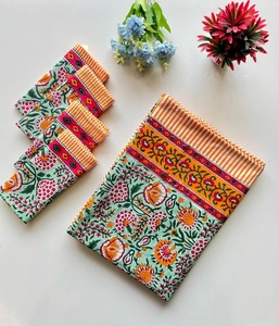 Handmade Vintage Square Floral Cotton Printed Customized Wedding Napkin Block Print <b>Table</b> Cover Eco-friendly Durable <b>Disposable</b> - Product Image 2