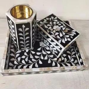 Ensemble de brûleur à bakhoor en marbre de luxe, brûleur à encens arabe Oud, plateau décoratif, décoration islamique pour la maison, porte-encens - Product Image 1