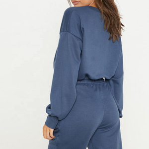 Survêtements slim fit de haute qualité 100% coton pour femmes, ensembles de survêtements à manches longues, élégants, légers, séchage rapide, ensemble 2 pièces - Product Image 3