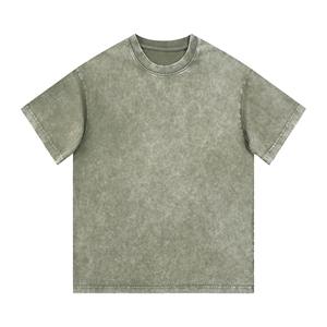 Custom Men Acid Wash Rhinestone <b>TShirt</b> Heavyweight Cotton Oversized Boxy Fit Crew <b>Neck</b> Streetwear <b>High</b> Street Style Front Design - Product Image 3