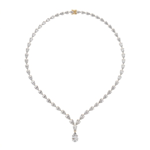Collier ras du cou en forme de poire pour femme, diamants naturels et de laboratoire, taille mixte, argent sterling 9KT 14KT, 18KT, cadeau de mariage - Product Image 3