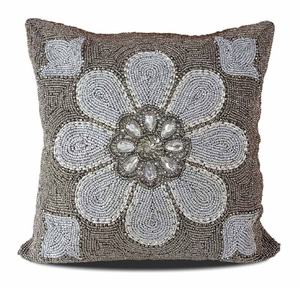 Nouvelle Arrivée Housses de Coussin Carrées Modernes à Motifs Floraux Perlés en Verre, Coussins Décoratifs Faits Main pour Canapé et Fauteuil - Product Image 1