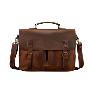 Sacoche d'ordinateur portable classique en cuir, sac à bandoulière, style bureau professionnel durable, fermeture à poignée, unisexe - Product Image 1