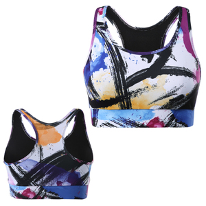Sublimation Print Breathable Plus Size High Support Racerback Yoga Bra Quick Dry Lightweight Spandex/Polyester Rhinestone - Product Image 3