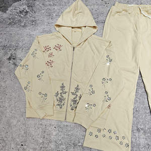 Stylish <b>Sparkly</b> Pink Color Rhinestone Tracksuit For <b>Women</b> Slim Fit Rhinestone Hoodie And Pants Set Zipper Rhinestone Tracksuits - Product Image 5