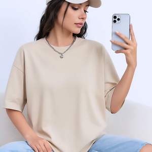 Camiseta de Verano de Algodón para Mujer 2026, Moderna, 100% Algodón, Hombros Caídos, Precio Directo de Fábrica al por Mayor - Product Image 3