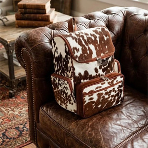 Sacs à dos pour étudiants en cuir de vachette premium avec poils, vente en gros, fournisseur OEM, logo personnalisé, qualité export, à vendre à prix raisonnable - Product Image 2