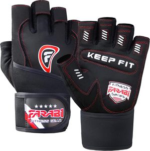 ถุงมือยกน้ำหนักหนังสีดำ FARABI SPORTS แบบไม่มีนิ้ว ถุงมือฝึกซ้อมแบบมีพื้นผิวเพิ่มการยึดเกาะ ถุงมือออกกำลังกายสำหรับเล่นกีฬา ขายส่ง - Product Image 2