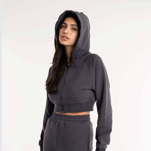 Meilleures ventes : Sweat à capuche court zippé pour adultes et jeunes filles, en matière nouvelle, personnalisable selon votre style, avec faible MOQ - Product Image 4
