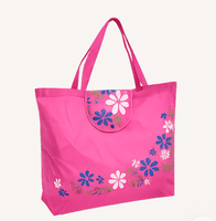 Tas Tote Kanvas Besar dengan Logo Custom, Kantong Lipat Bermotif Huruf, dan Dompet Snap dengan Kancing Tersembunyi untuk Belanja di Supermarket