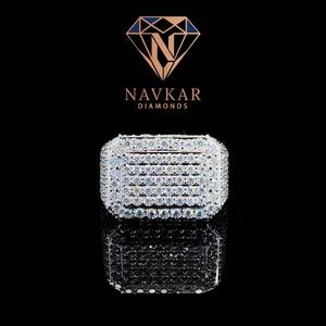 Bague Moissanite Hip Hop Scintillante de Fournisseur Indien – Bijou Tendance pour Hommes et Femmes, Idéale pour Fêtes et Fiançailles – Disponible à la Vente - Product Image 2