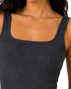 Top corto acanalado de algodón elástico para mujer, sin mangas, cuello cuadrado, ajuste ceñido, estilo casual de verano, personalizado - Product Image 5