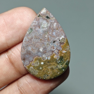 Cabochon en Jaspe Océanique |   Pierre précieuse Jaspe Poire pour la fabrication |   32x19x5 mm. |   22 Ct. |   E384 - Product Image 3