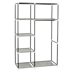 Armadio Portatile Pieghevole in Plastica Beige con Ripiani e Cassetti per Scarpe e Borse - Product Image 5