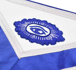 Tablier de Maître Maçon du District d'ancienne région - Bordures bleues, broderie machine, points fins et motifs élégants de loge. - Product Image 4