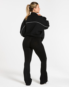Sudadera con capucha para mujer, estilo urbano, transpirable, de algodón, con cremallera, detalles de ribete en contraste, logotipo personalizado OEM, talla grande, venta al por mayor - Product Image 4