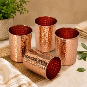 Copper Drinking Cups Set Of 2 Modern Straight Design Indoor Use Metal Finish - Product Image 5