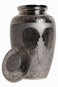 Blue Butterfly Metal Urn with Floral Embellishment Handmade Contemporary <b>Decorative</b> <b>Vase</b> for Sympathy Occasion - Product Image 4