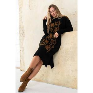 Vestido Navideño Bordado Ucraniano, Vestido Bordado Cálido, Vestido de Invierno Negro y Rojo, Regalo para Mujeres Ucranianas, Vyshyvanka Ucrania - Product Image 5