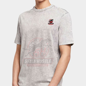 Diseña tu Propio Logotipo, Camisetas para Hombre con Lavado Ácido, 100% Algodón, Corte Holgado, Ropa Casual, Último Diseño en Camisetas con Lavado Ácido para Hombre - Product Image 3