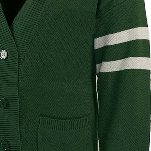 Women's Green Knitted <b>Cardigan</b> V-Neck Long Sleeve Solid Color <b>Button</b> Front Autumn Classic Style Fully Customized <b>Cardigans</b> - Product Image 4