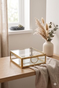 Boîte de rangement pour bijoux décorative sur mesure, fabriquée en verre et laiton de haute qualité, pour la maison et le rangement décoratif des bijoux - Product Image 5
