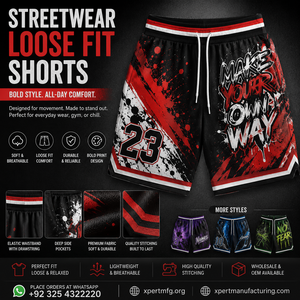 Shorts de basketball pour hommes 23 - Créez votre propre style - Polyester/Nylon à sublimation intégrale - Séchage rapide - Style sportif - Taille élastique - Product Image 2