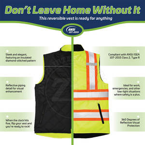 Best Selling Durable <b>Material</b> Safety Hi-Vis <b>Reflective</b> Body Warmer Quality Made Work Clothing Safety <b>Reflective</b> Body Warmer - Product Image 5