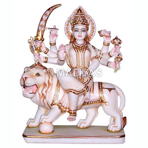 Estatua de Durga en Mármol, Disponible en Línea |   Murti de mármol artesanal de Durga Maa – Maliyas - Product Image 1
