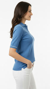 Conjunto de Pantalones Casuales y Camiseta Polo de Manga Corta para Mujer, Corte Ajustado, Color Sólido, Cuello con Solapa, Estilo Informal para el Día a Día - Product Image 5