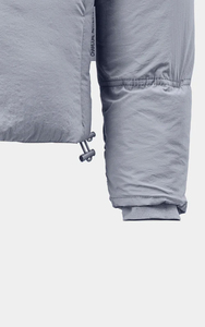 Chaqueta acolchada gris para hombre con cuello alto, cierre de botones y bolsillos frontales, abrigo informal de invierno a prueba de viento - Product Image 6