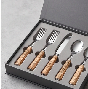 Ensemble de couverts minimalistes avec manches en bois, 5 pièces, en acier inoxydable, pour mariage, maison et repas - Product Image 6