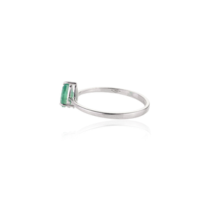 18K White Gold Emerald Statement <b>Ring</b> for Women Natural Cut Stone <b>Resizable</b> - Product Image 4