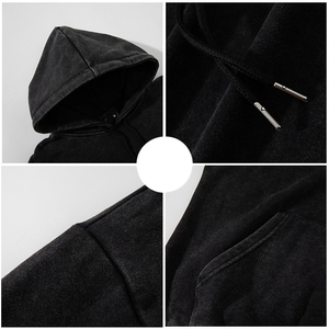 เสื้อฮู้ดดี้ผู้ชายทรงโอเวอร์ไซส์แบบย้อมสีเอซิด ขายดี พิมพ์โลโก้ได้ตามต้องการ สไตล์สตรีทแวร์ ระบายอากาศได้ดี ผลิตแบบ ODM สีซีดจางแบบซันเฟด - Product Image 3