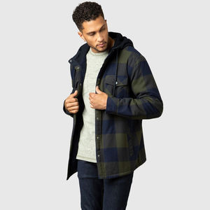 Chaqueta de Franela para Hombre, Diseño Moderno, Estilo Western, Forrada de Felpa, con Capucha, a Cuadros, Mezcla de Algodón, para Invierno, Cálida, Informal, para Exteriores, con Forro Sherpa - Product Image 4