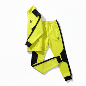 Mens Heavy weight Panel Tracksuit <b>Zip</b> <b>Up</b> <b>Jacket</b> Jogger Set Contrast Color Streetwear Training Sports Suit Custom Logo OEM - Product Image 5