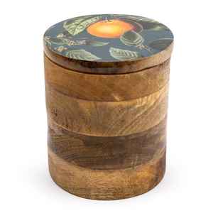 Pot de rangement en bois rustique fait main avec couvercle robuste pour le stockage des aliments dans la cuisine et la décoration de la maison - Product Image 6