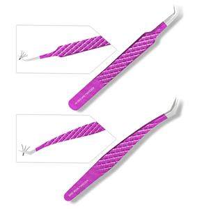 Pince à épiler d'extension de cils de marque privée de conception personnalisée poignée en diamant en acier inoxydable avec couches métalliques minces épaisses pointe pointue - Product Image 2