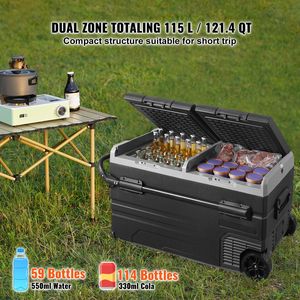 "12/24V Dual Zone <b>Portable</b> Car Refrigerator <b>Fridge</b> with 115 L Capacity & Wheels Handle" - Product Image 2