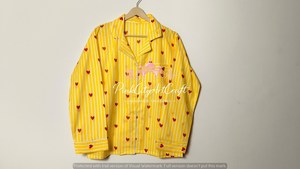 Premium Women Yellow White Vertical Striped Breathable Eco-Friendly Cotton Pajama Set Full Sleeve Button-<b>Down</b> Shirt Elastic - Product Image 4