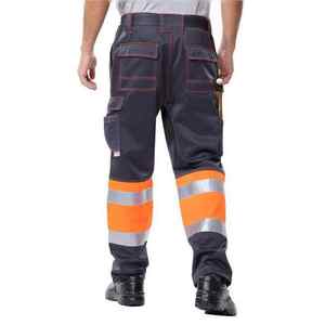 Men's Orange Polyester ANSI Class 2 CE Certified Reflective <b>Waterproof</b> Breathable Safety <b>Work</b> Pants Cargo Logo Construction - Product Image 6