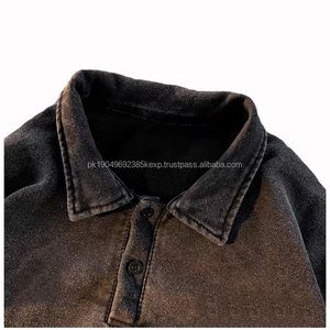 Camiseta POLO con estampado personalizado para hombre, Sudadera con capucha sobredimensionada de alta calidad, sudaderas con capucha de color sólido lavado vintage - Product Image 3